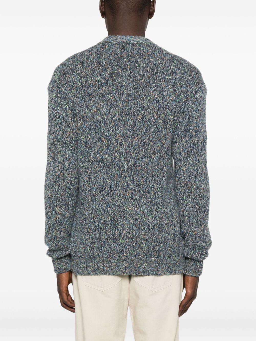 SCAGLIONE Cardigan in lana blu e grigio con bottoni