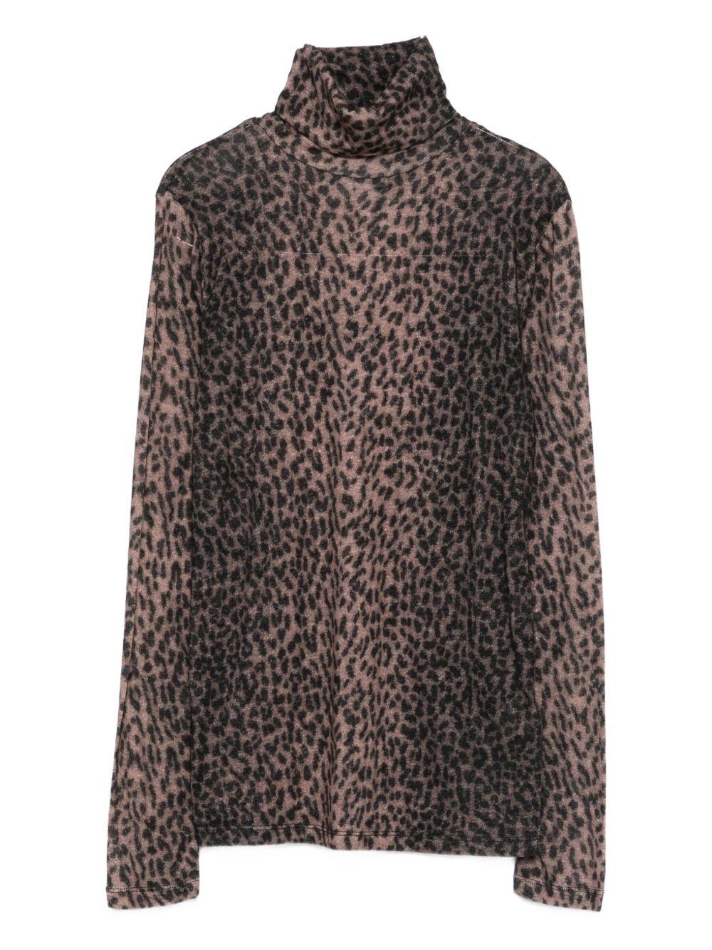 MAJESTIC FILATURES Maglia a collo alto animalier