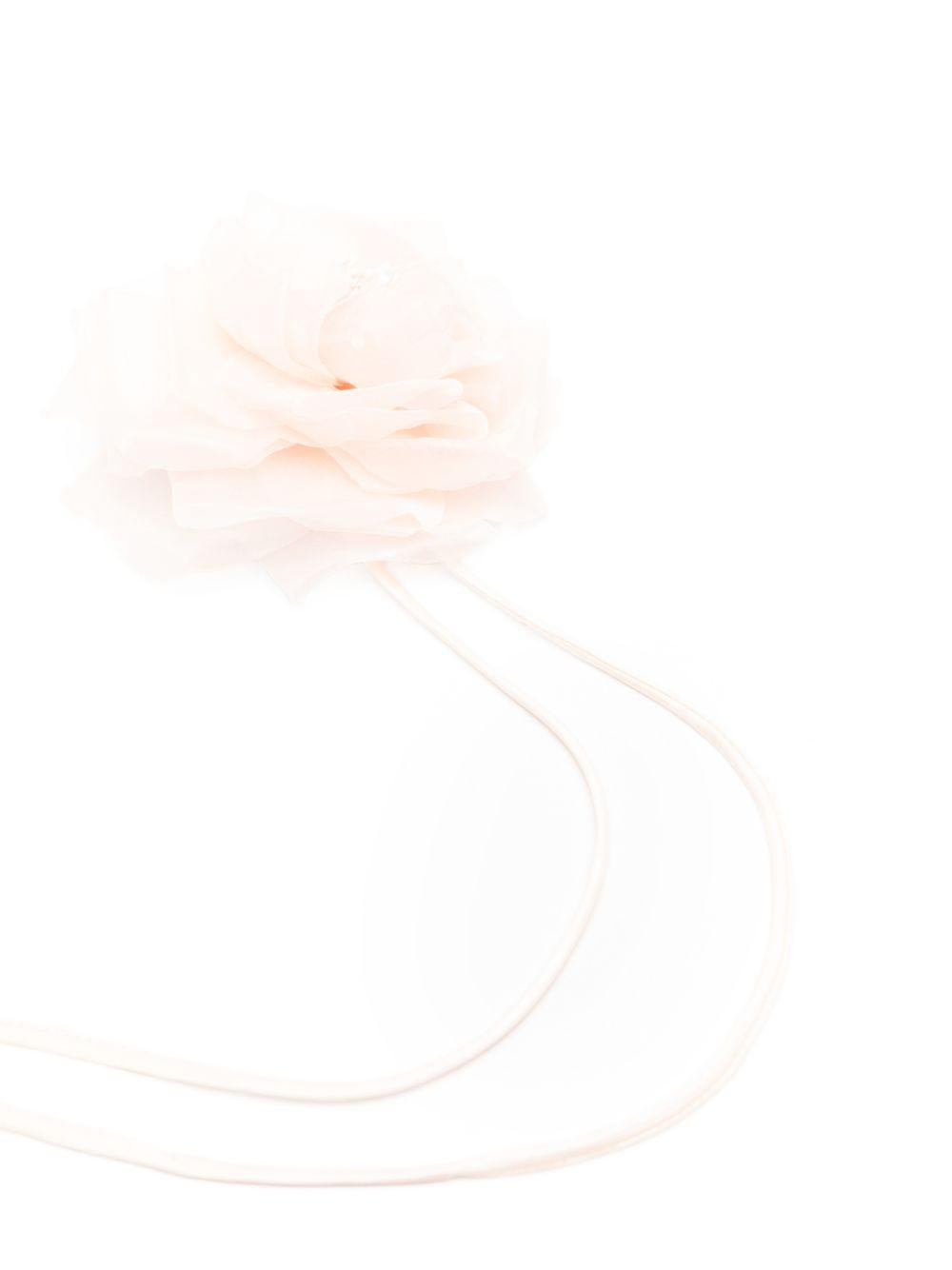MAX MARA Spilla elegante a forma di fiore in tessuto bianco