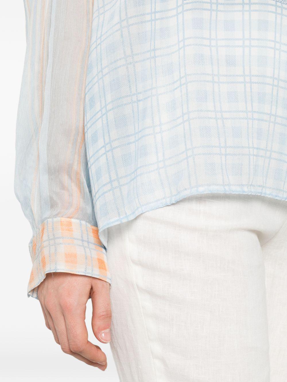 ERMANNO SCERVINO Camicia semitrasparente con fantasia geometrica celeste