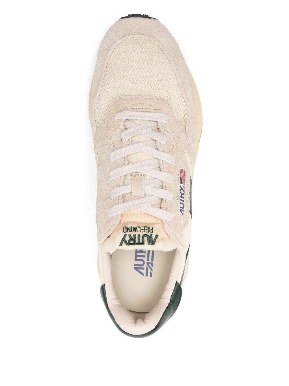 AUTRY Sneakers Medalist beige e verde scuro con inserti in camoscio