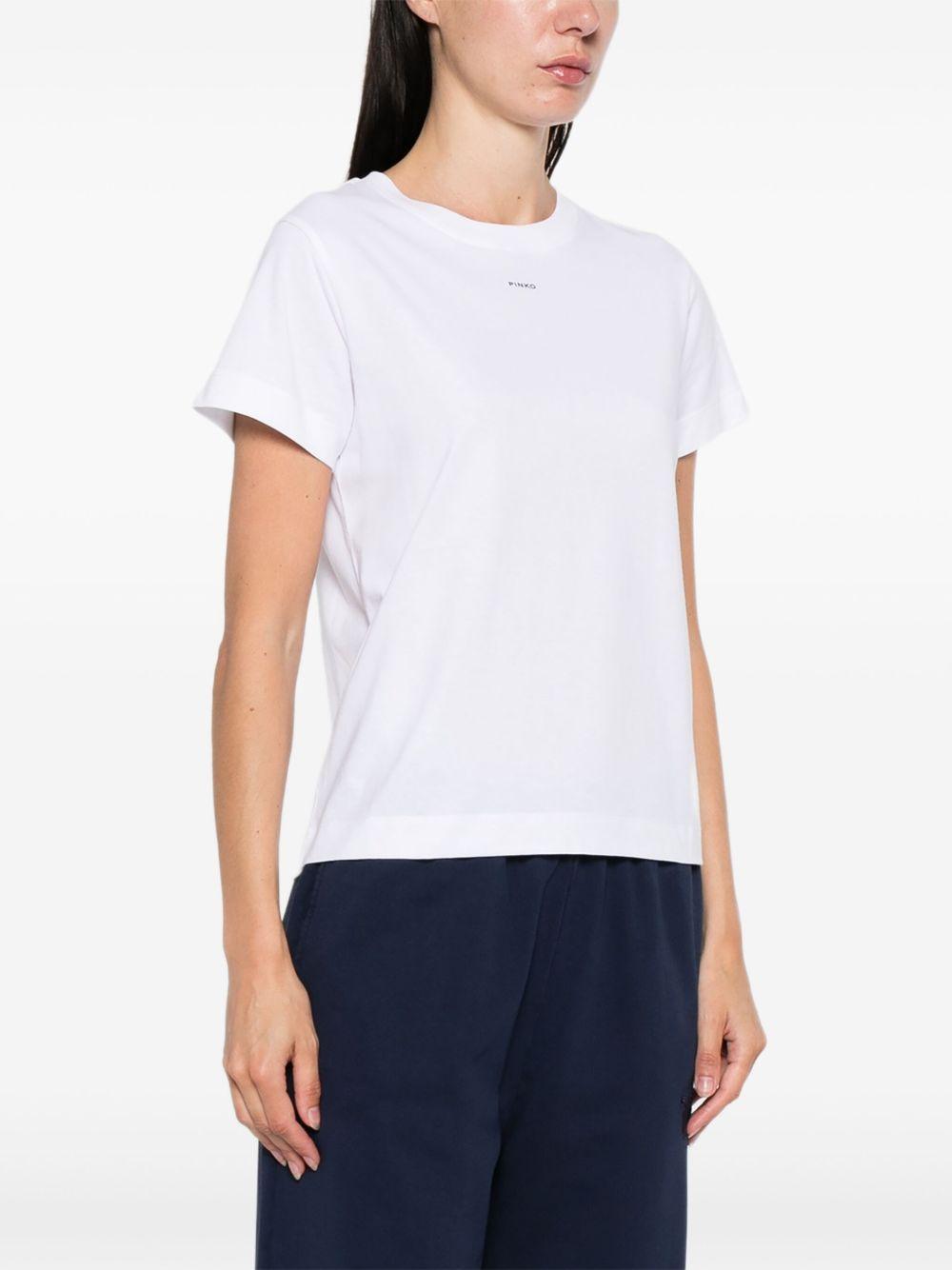 PINKO T-Shirt girocollo in cotone bianco con logo<BR/>