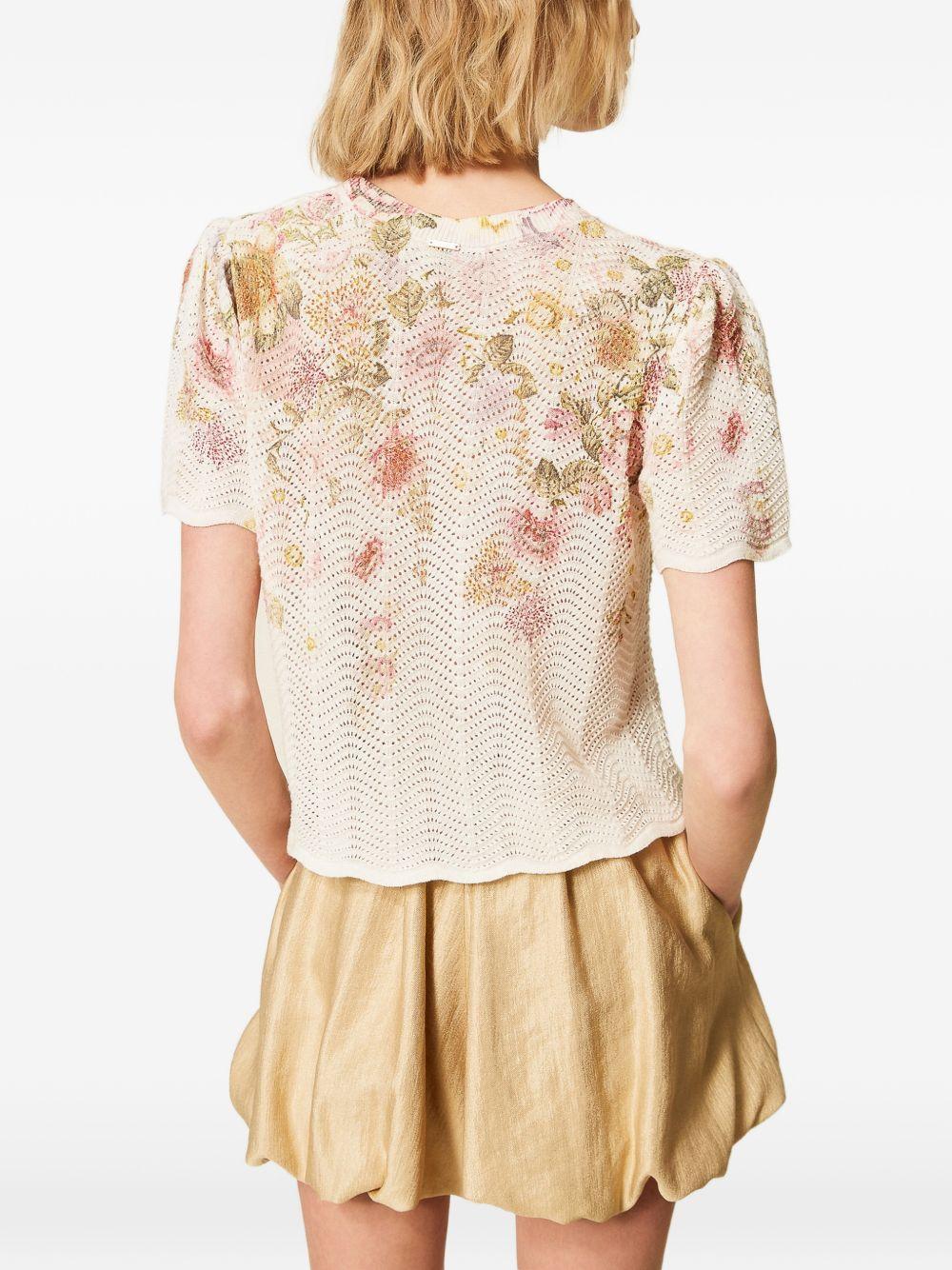 TWINSET T-shirt con stampa floreale a maniche corte