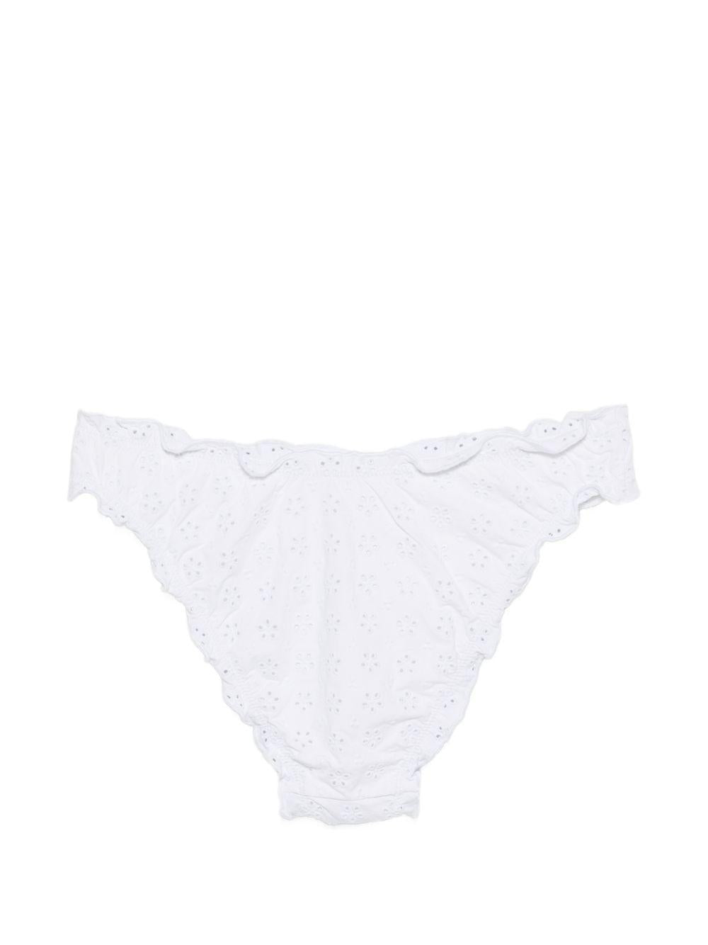 POLO RALPH LAUREN Slip costume arricciato in sangallo bianco