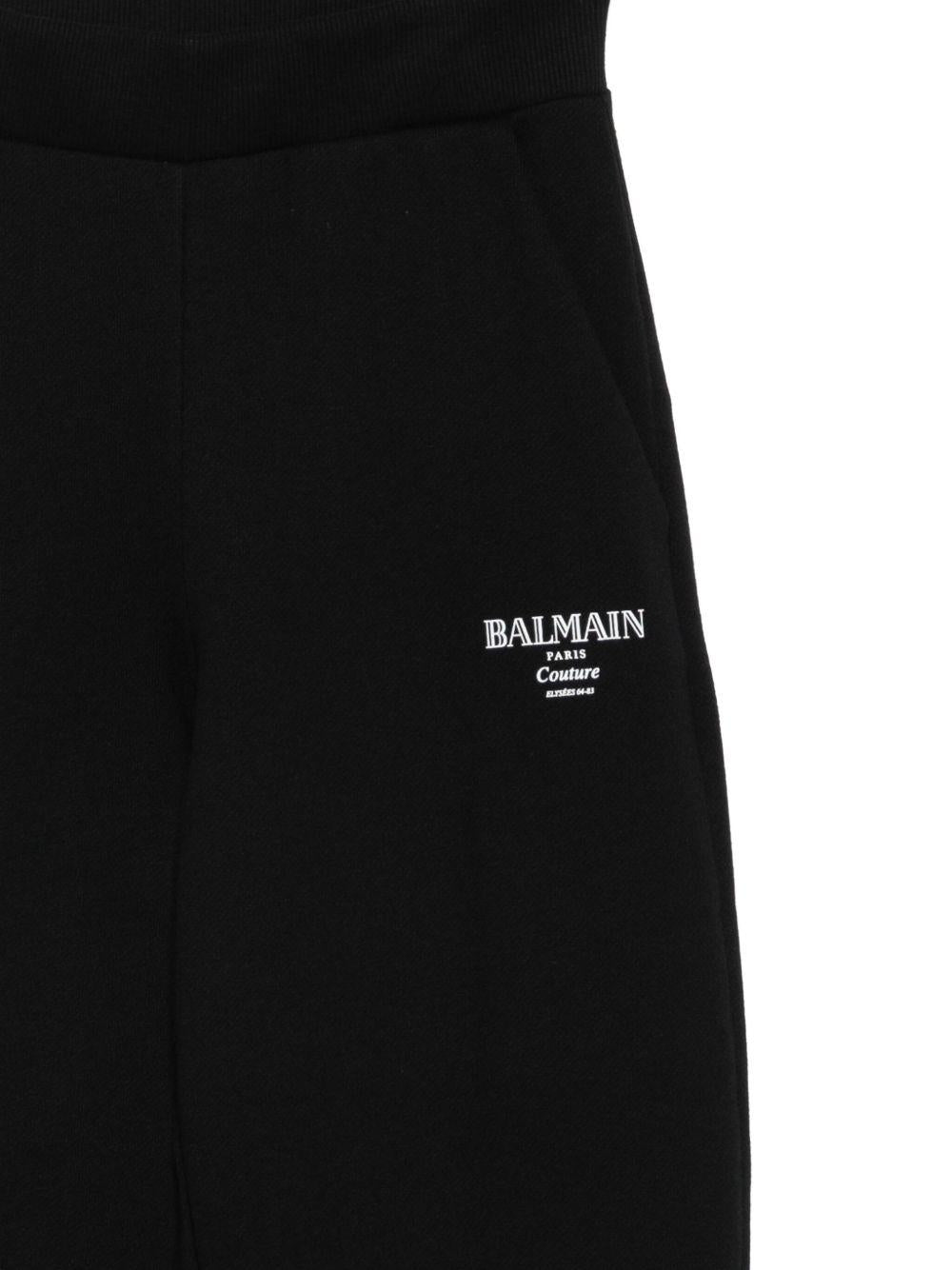 BALMAIN Pantaloni sportivi tuta in cotone nero