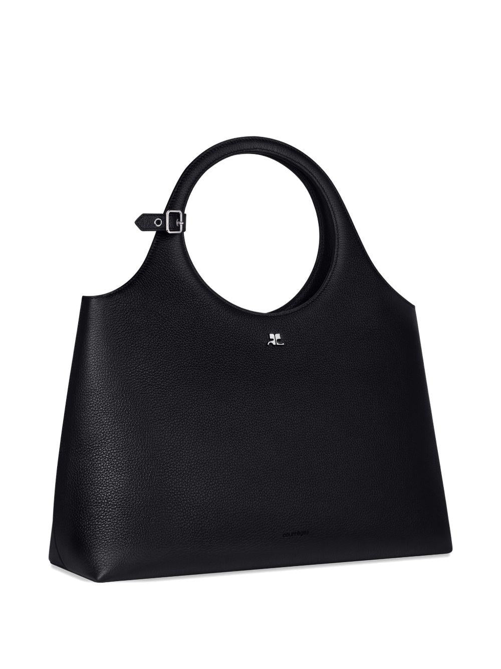 COURREGES Borsa shopping nera con logo