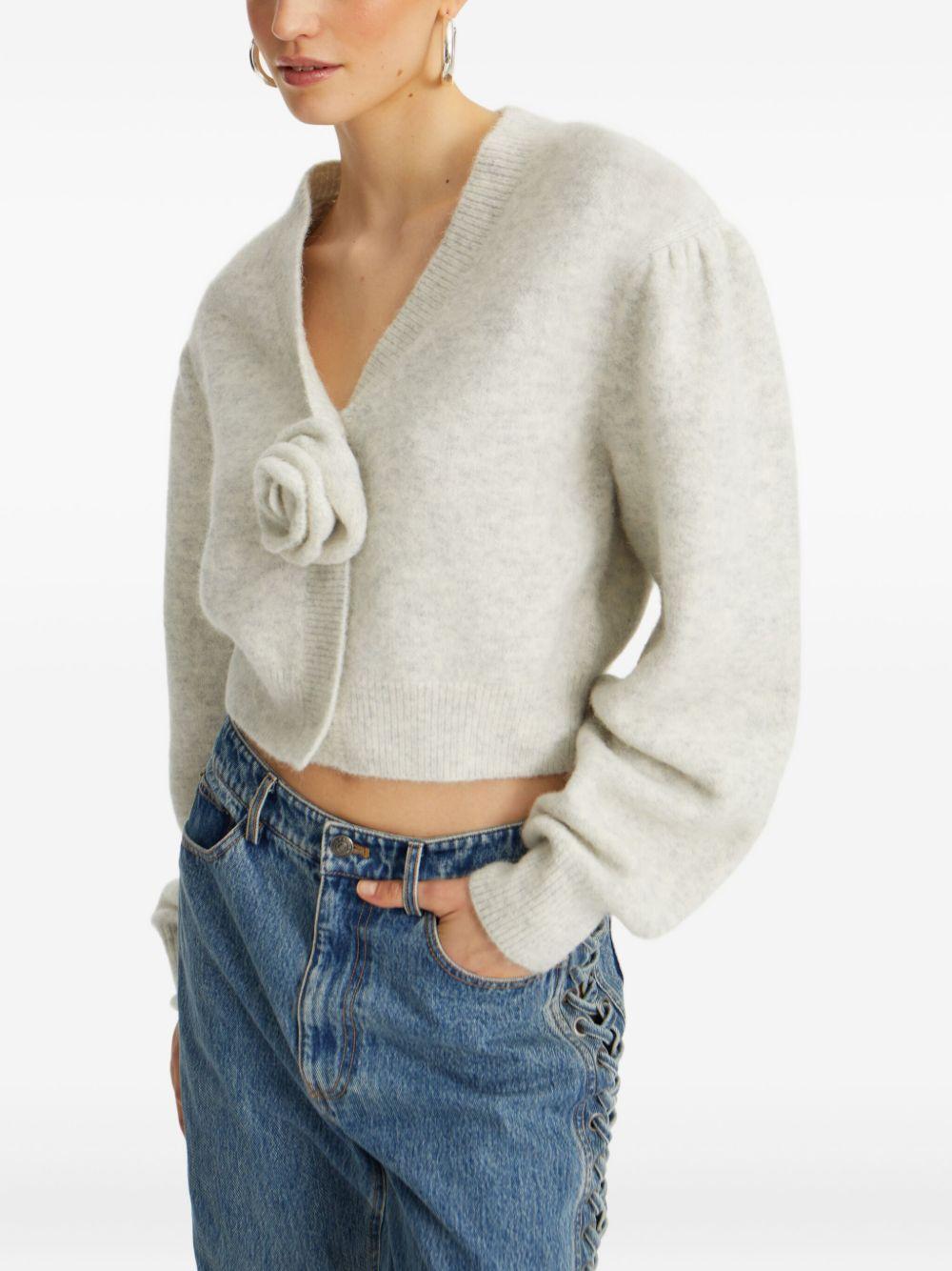 ROTATE Cardigan grigio con rosa applicata