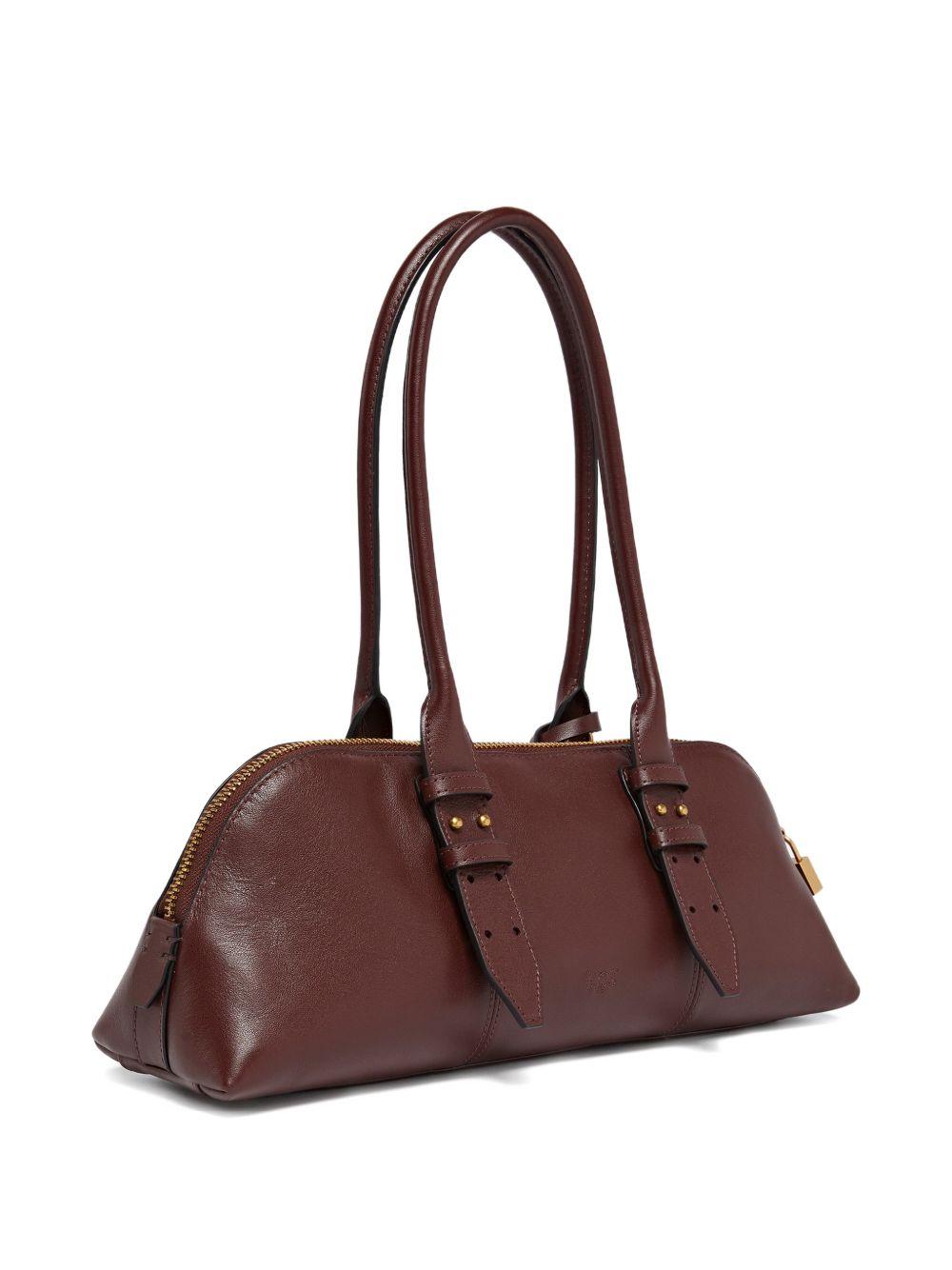 PINKO Borsa a mano in pelle bordeaux con fibbie