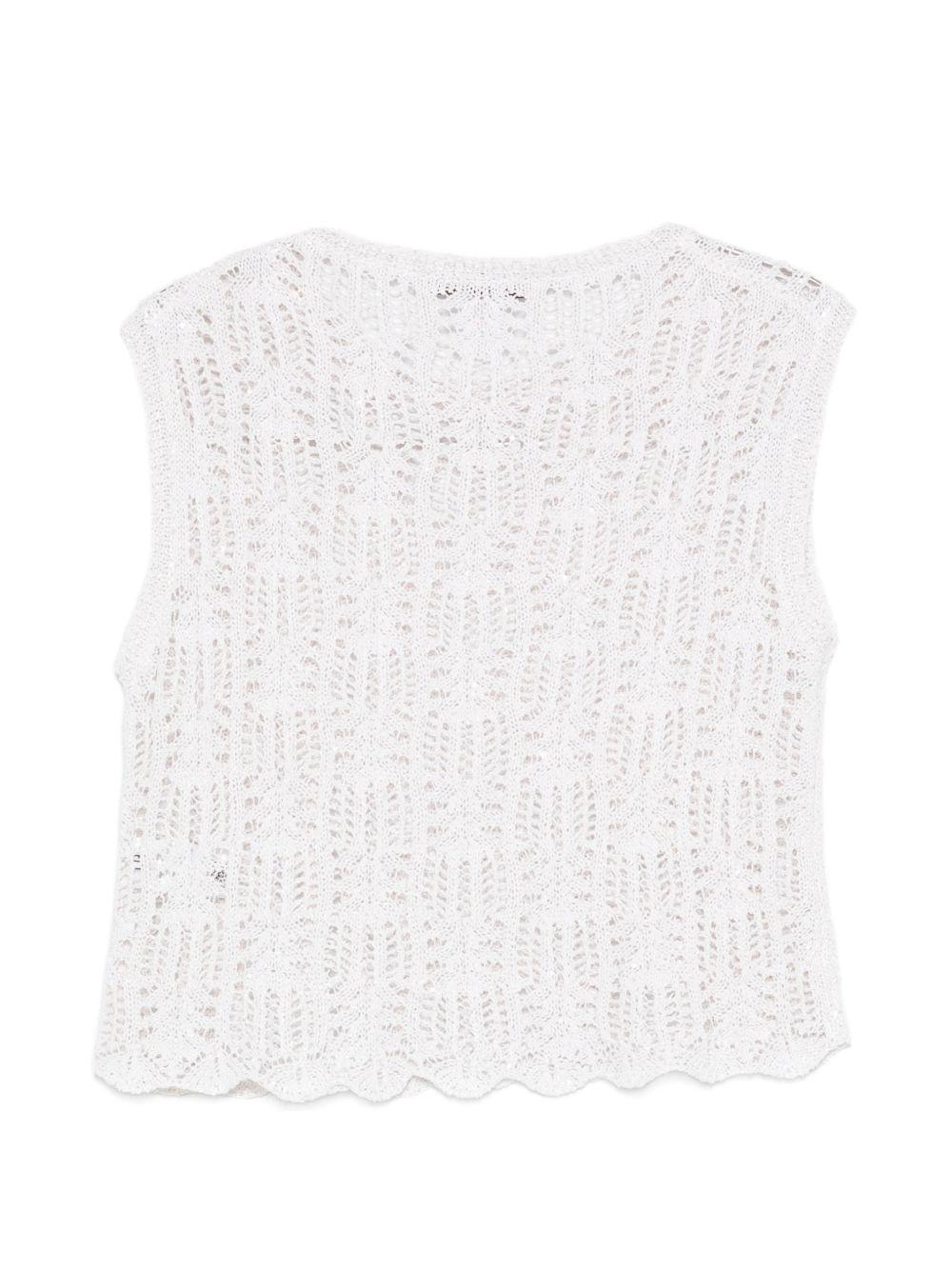 D EXTERIOR Top in maglia crochet bianca