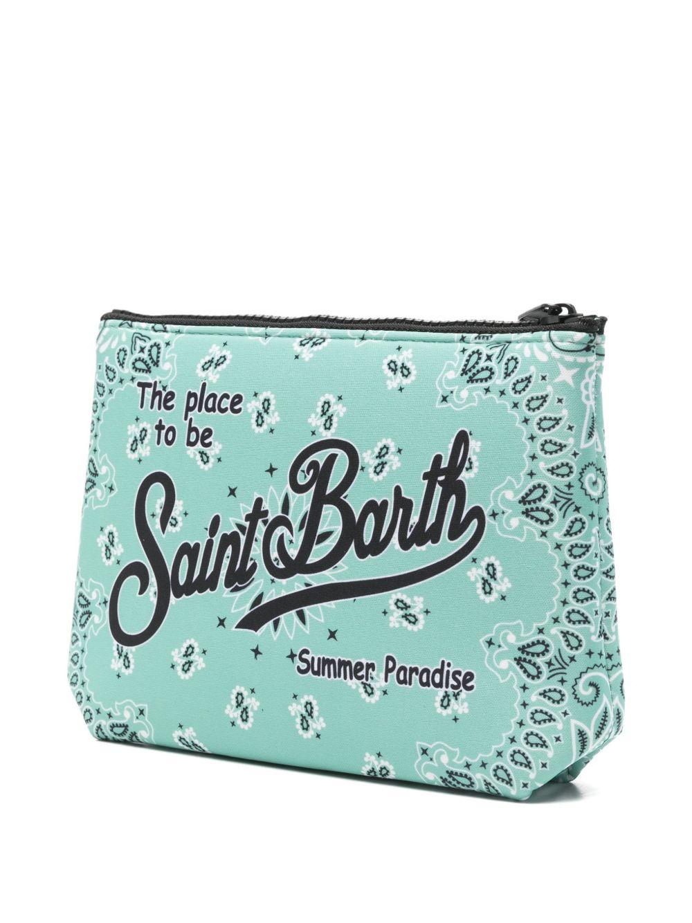 MC2 SAINT BARTH Pochette Aline con motivo jacquard e logo tipografico azzurra