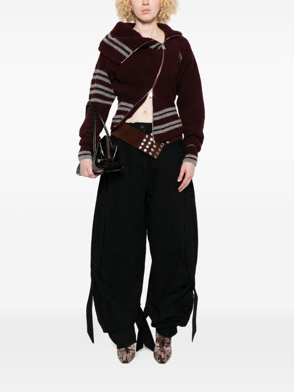 THE ATTICO Cardigan a righe con chiusura asimmetrica