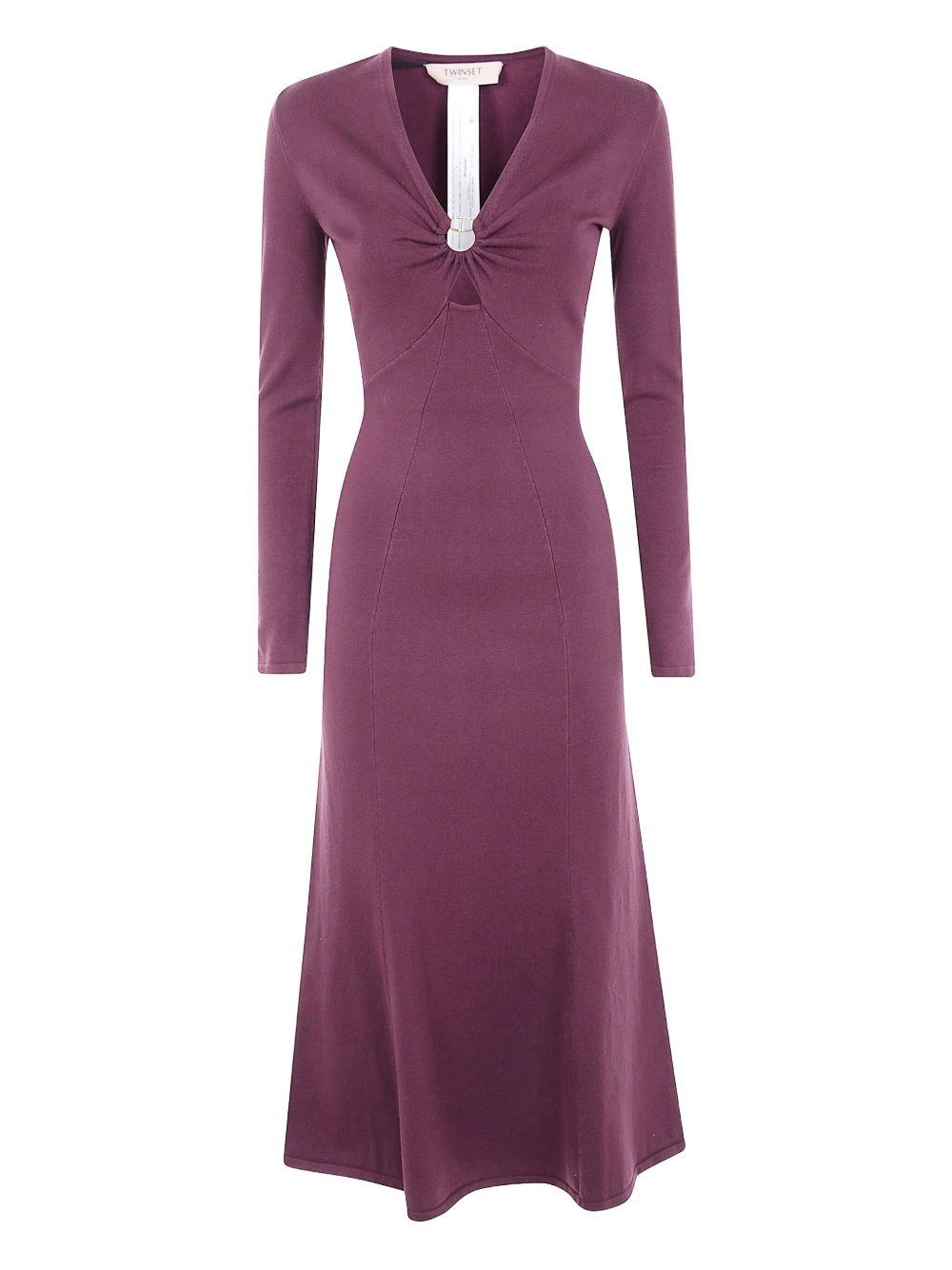 TWINSET Abito burgundy con scollo a "V"