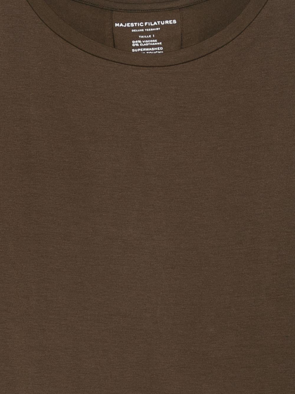 MAJESTIC FILATURES Maglia marrone con scollo a barca