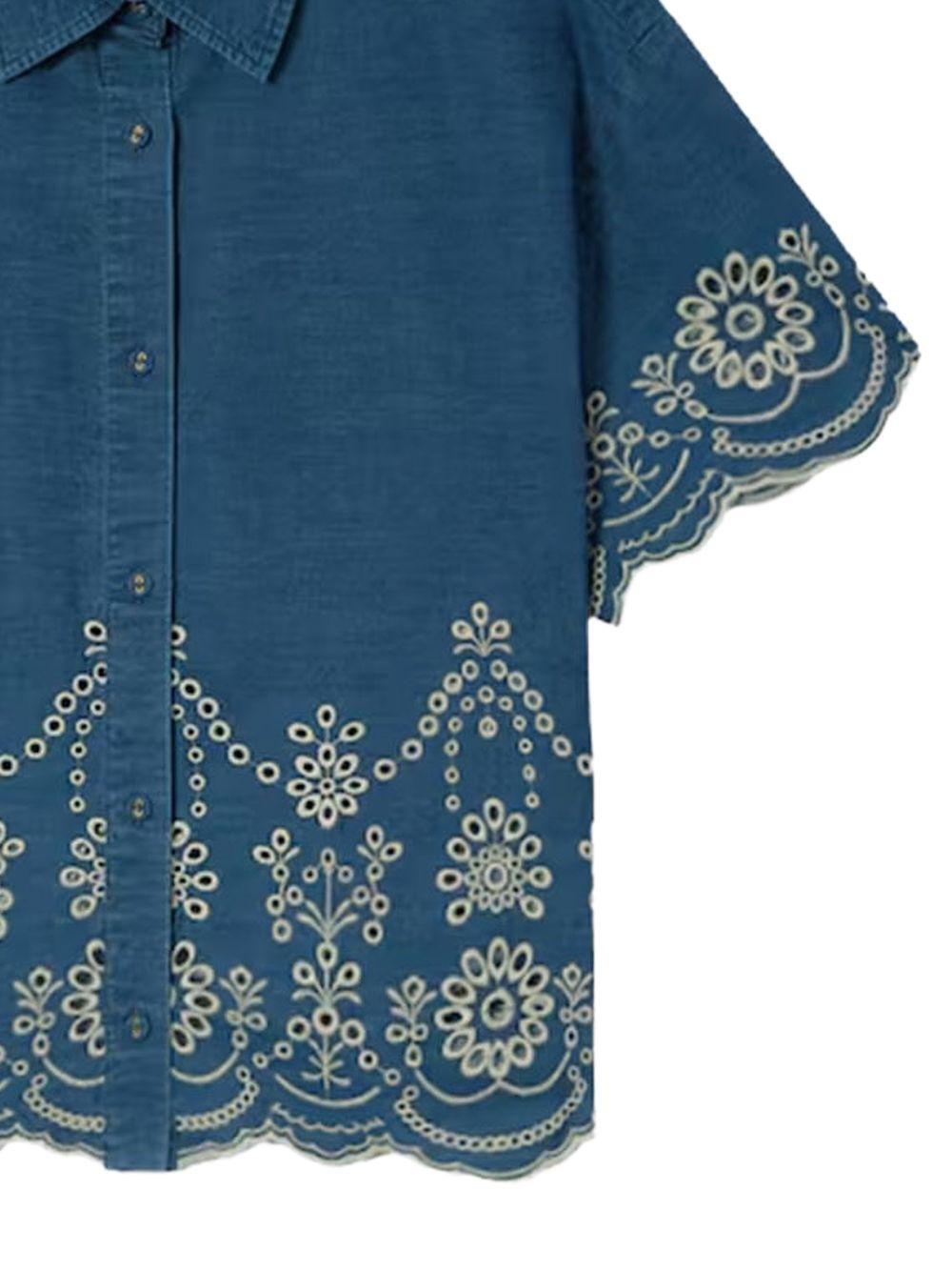 MC2 SAINT BARTH Camicia a maniche corte Clementine con ricami