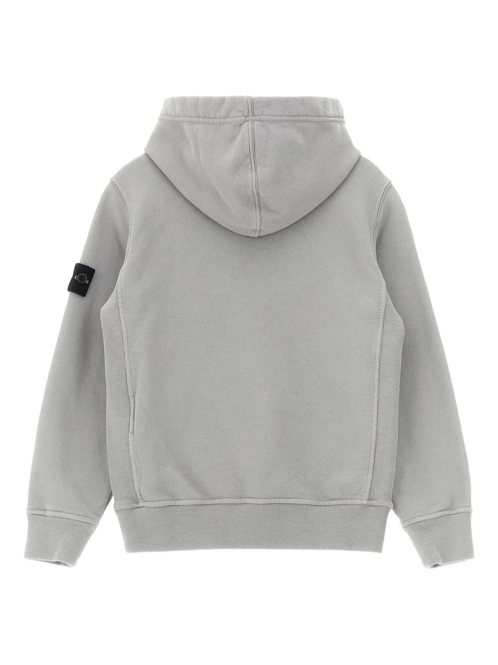 STONE ISLAND Felpa con cappuccio in cotone grigio