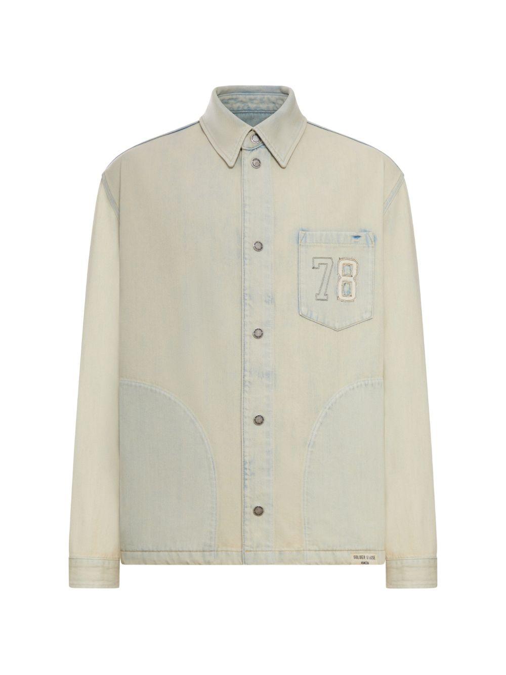 GOLDEN GOOSE Camicia in denim effetto washed con taschino e iniziali