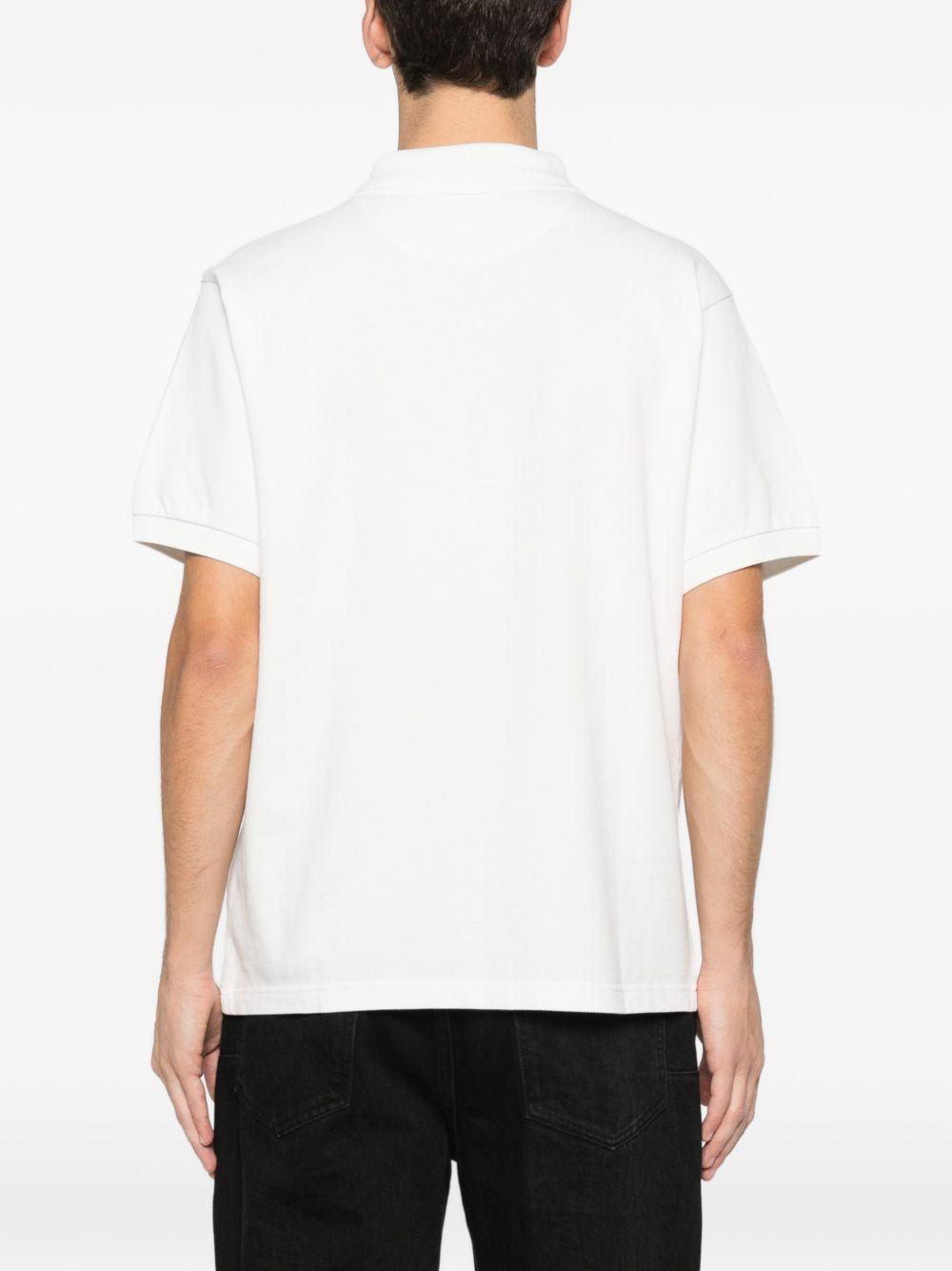 KENZO Polo in cotone bianco con patch tigre