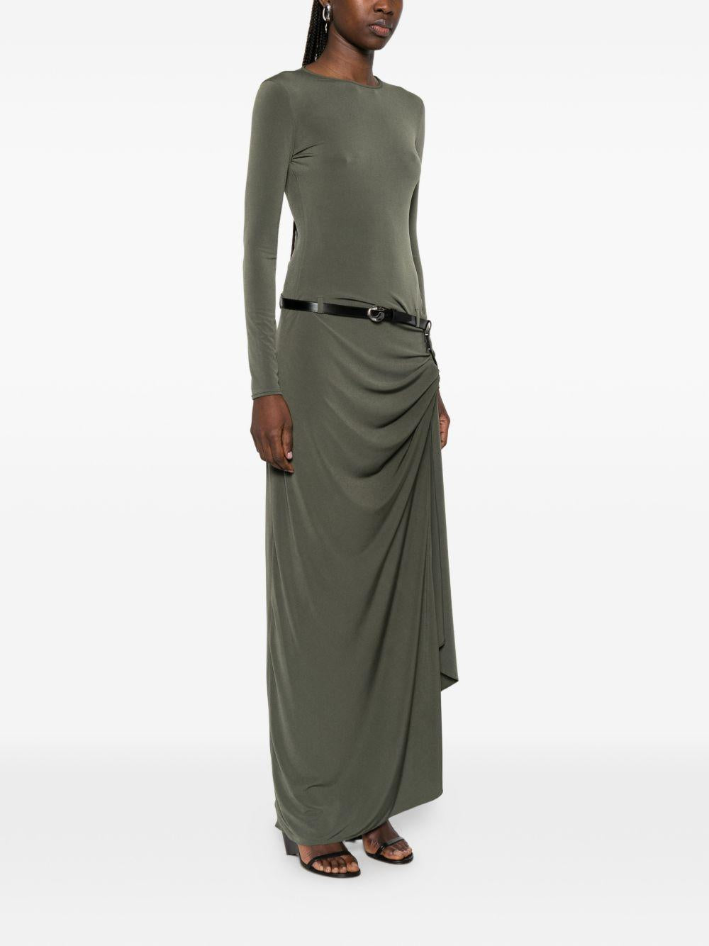 COPERNI Abito lungo drappeggiato verde con cintura