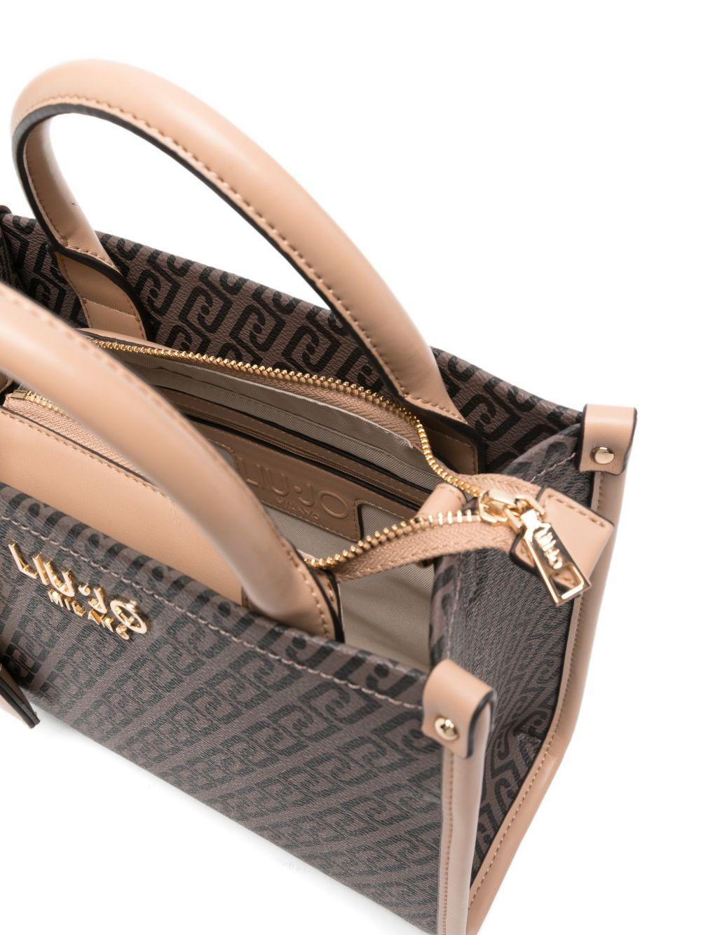 LIUJO Borsa a mano tote con logo marrone e rosa