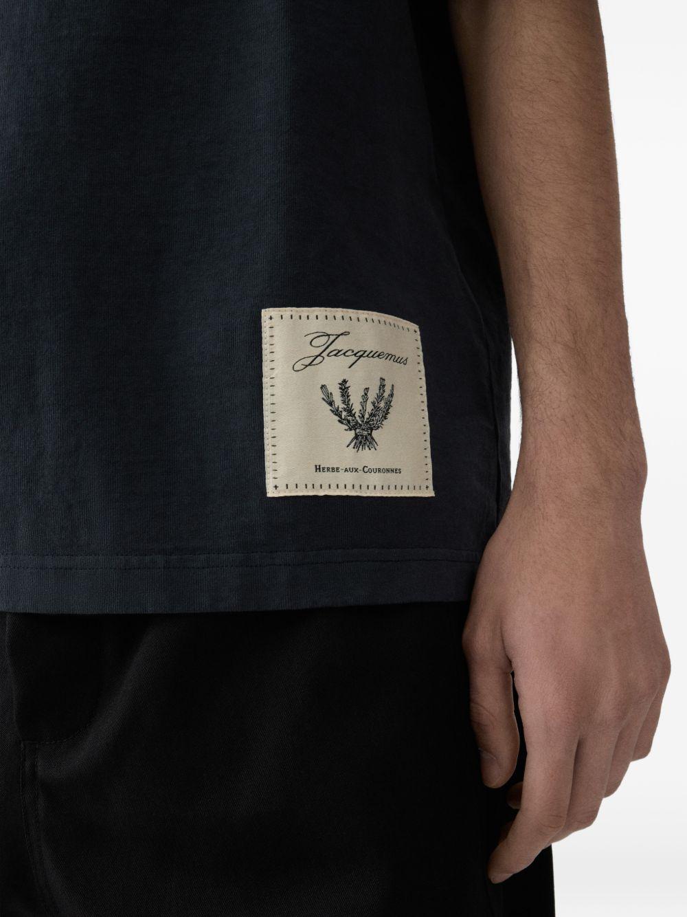 JACQUEMUS T-shirt Torneo blu in cotone con etichetta