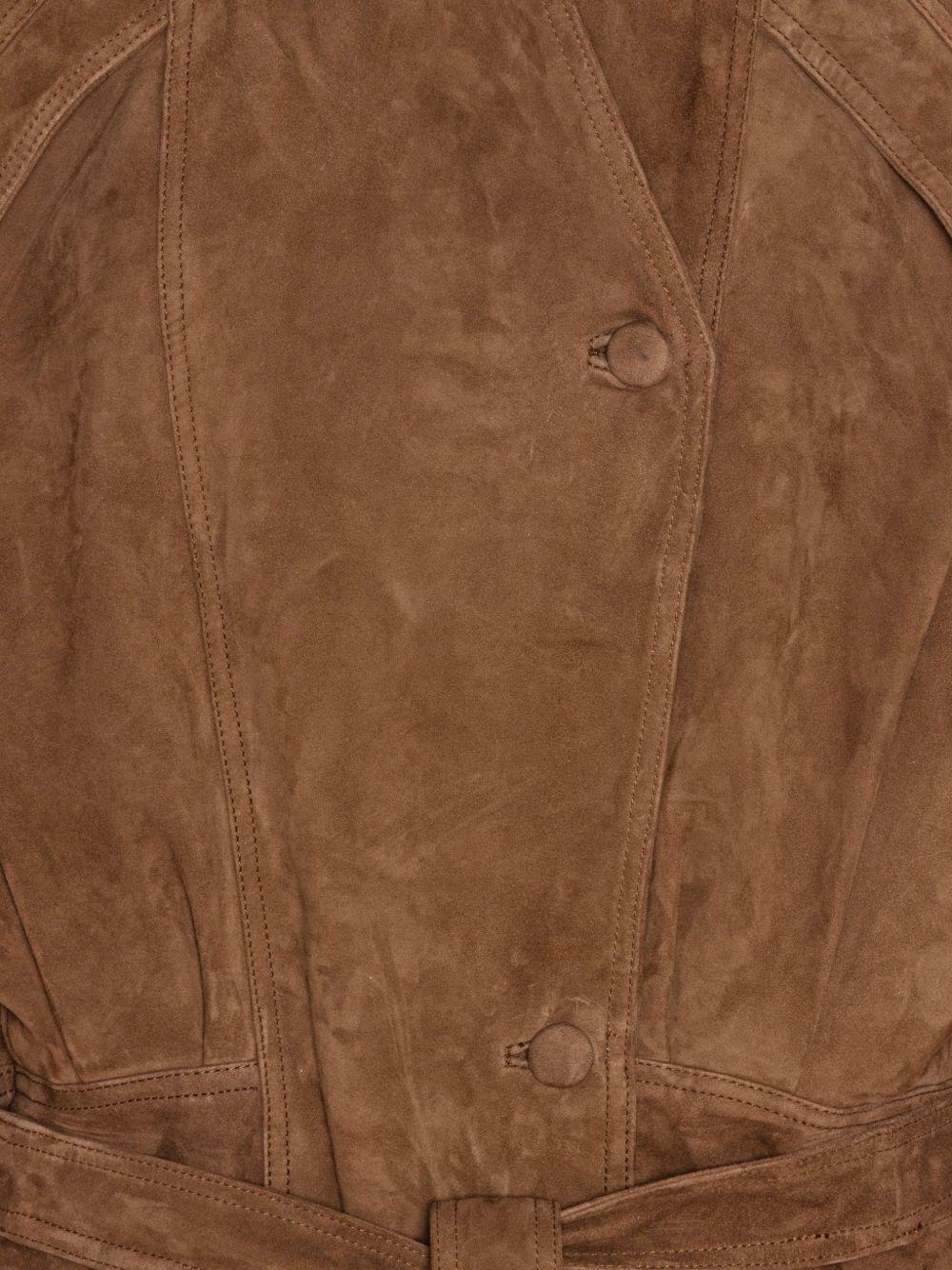 ROTATE Giacca corta in camoscio marrone con cintura