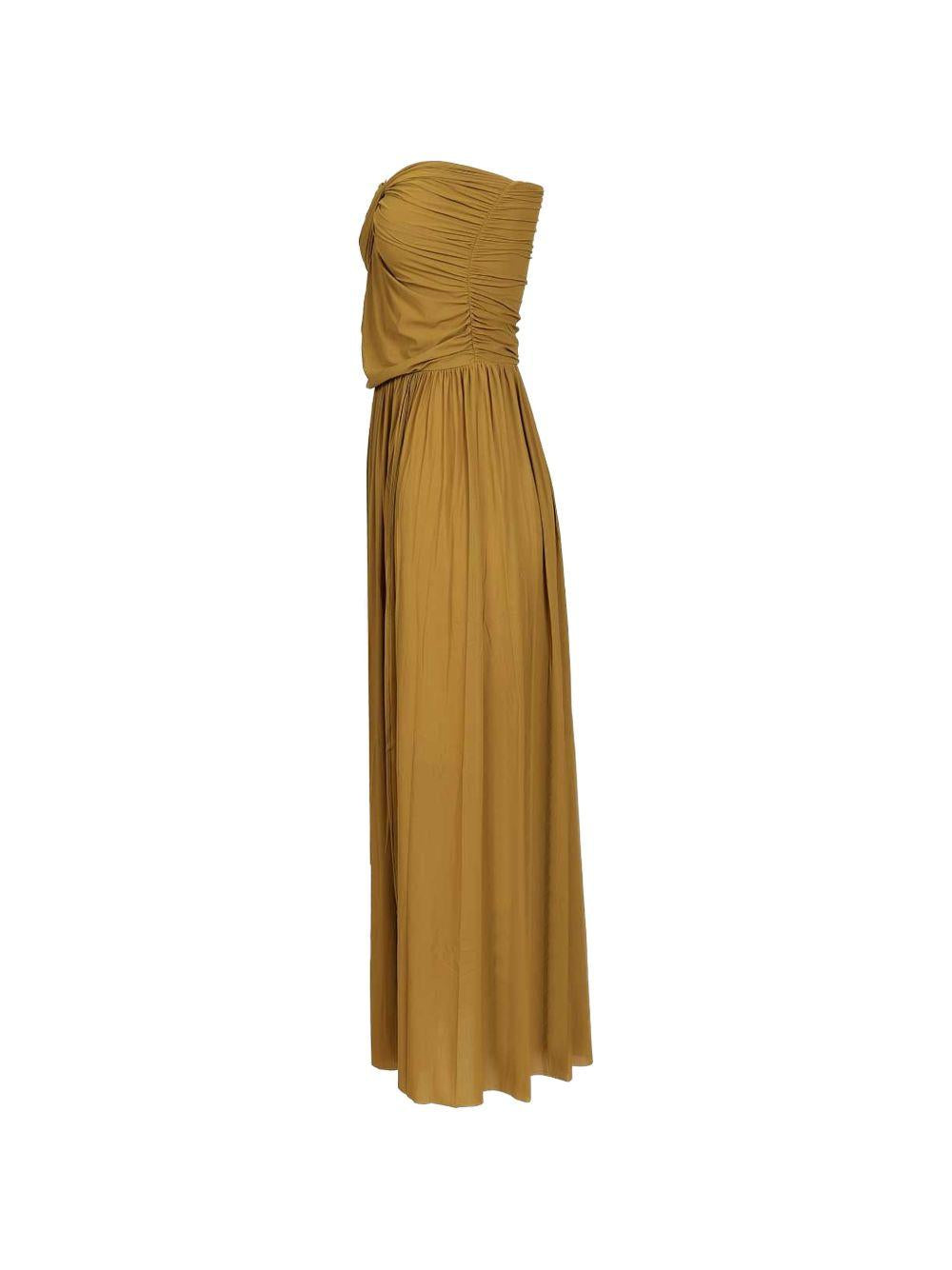 AMAZUIN Abito giallo ocra con drappeggi sulla gonna