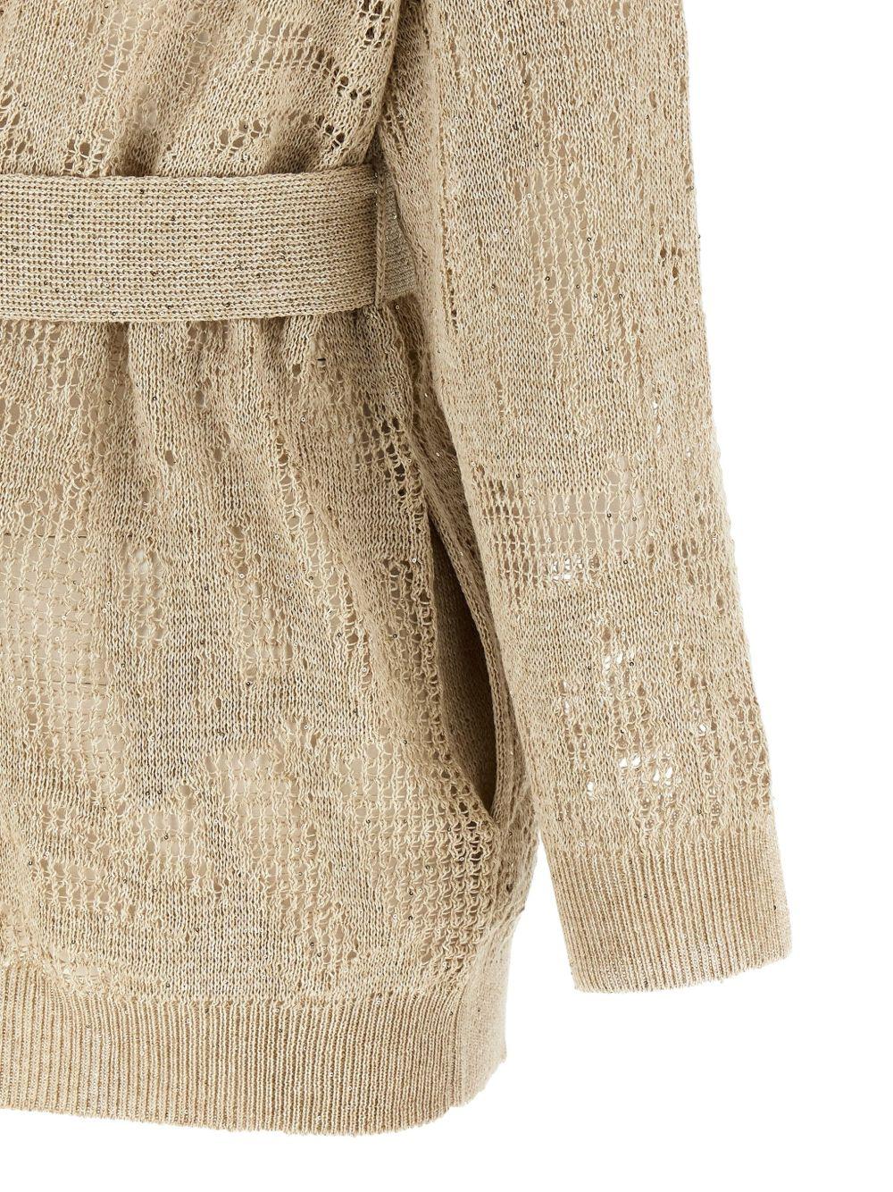 BRUNELLO CUCINELLI Cardigan in crochet beige