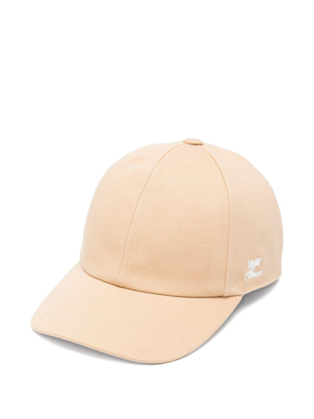 COURREGES Cappello da baseball in cotone beige con logo