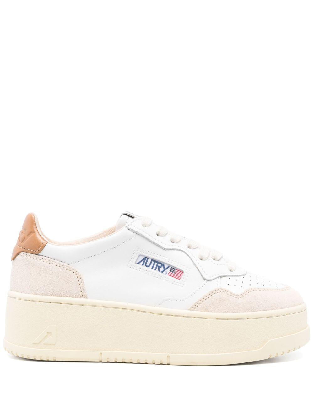 AUTRY Sneakers 'Medialist' platform bianco e arancione
