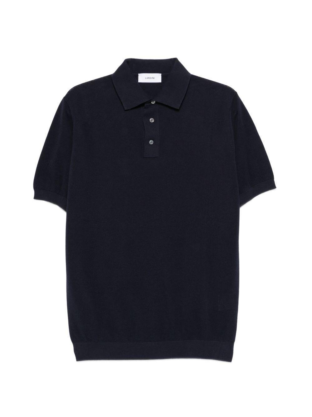 LARDINI Polo in cotone blu navy maniche corte con colletto a polo