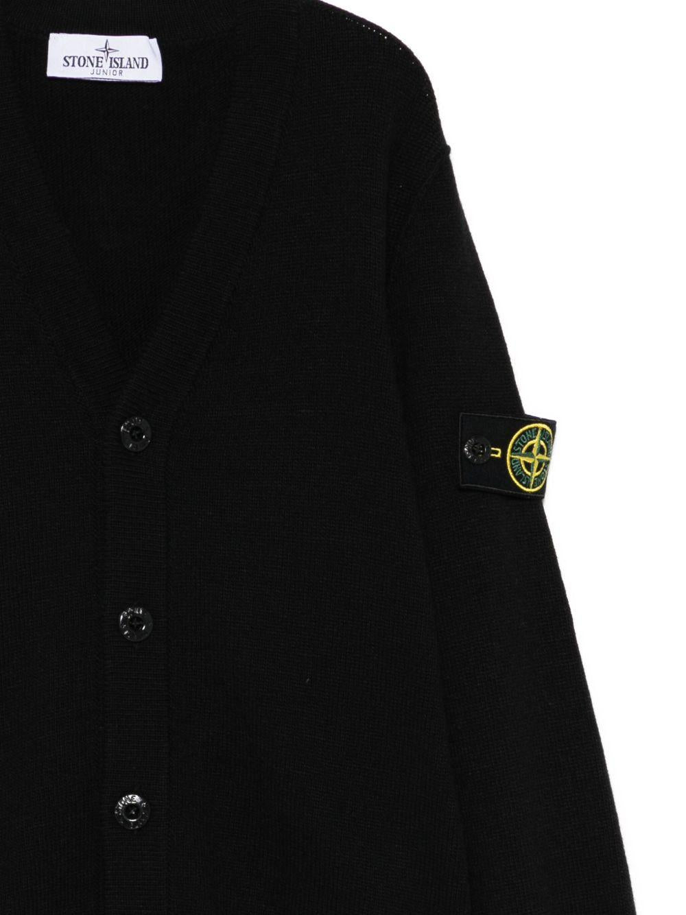 STONE ISLAND Cardigan in maglia con patch logo