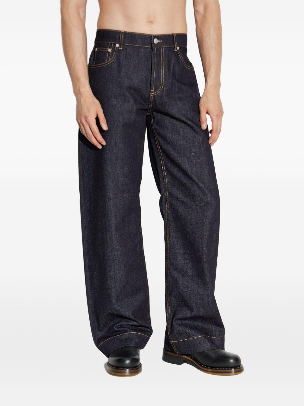 ALEXANDER McQUEEN Jeans a gamba ampia in denim color indaco