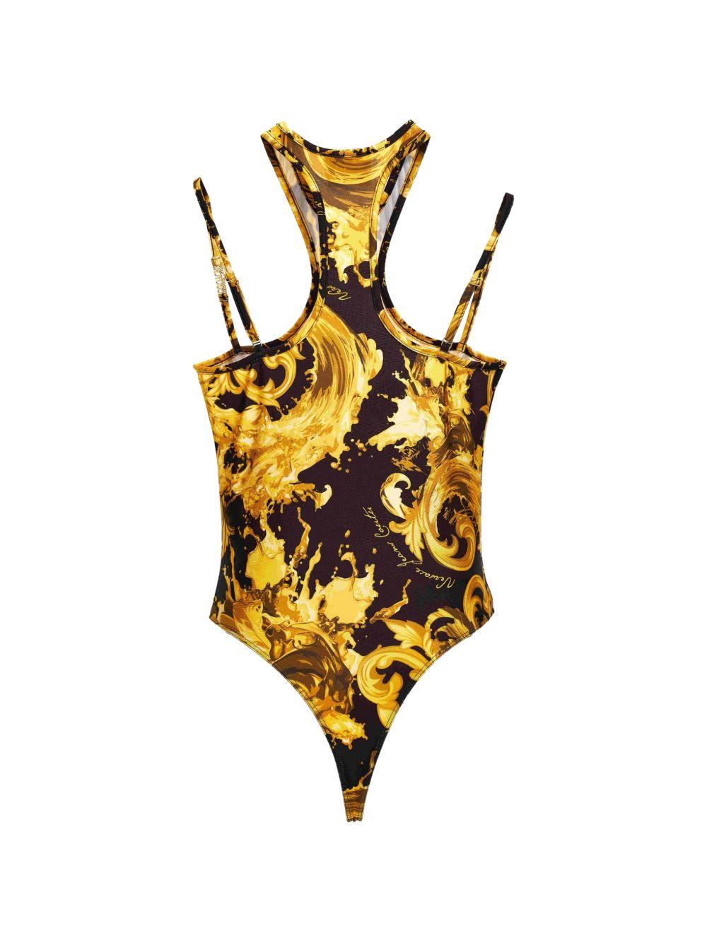 VERSACE JEANS COUTURE Body con stampa nera e oro