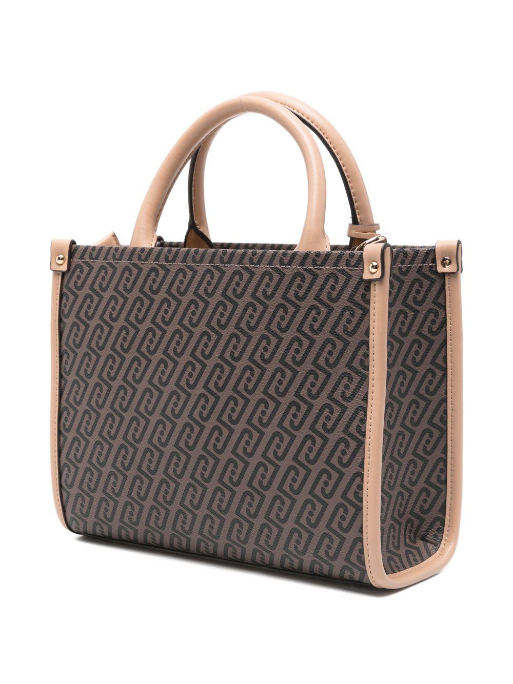 LIUJO Borsa a mano tote con logo marrone e rosa