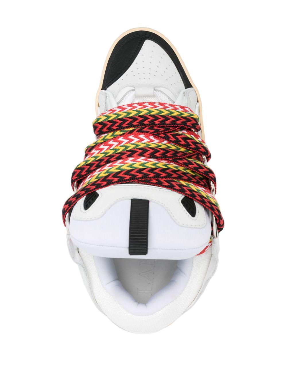 LANVIN Sneakers unisex in pelle di vitello grigia con lacci multicolore