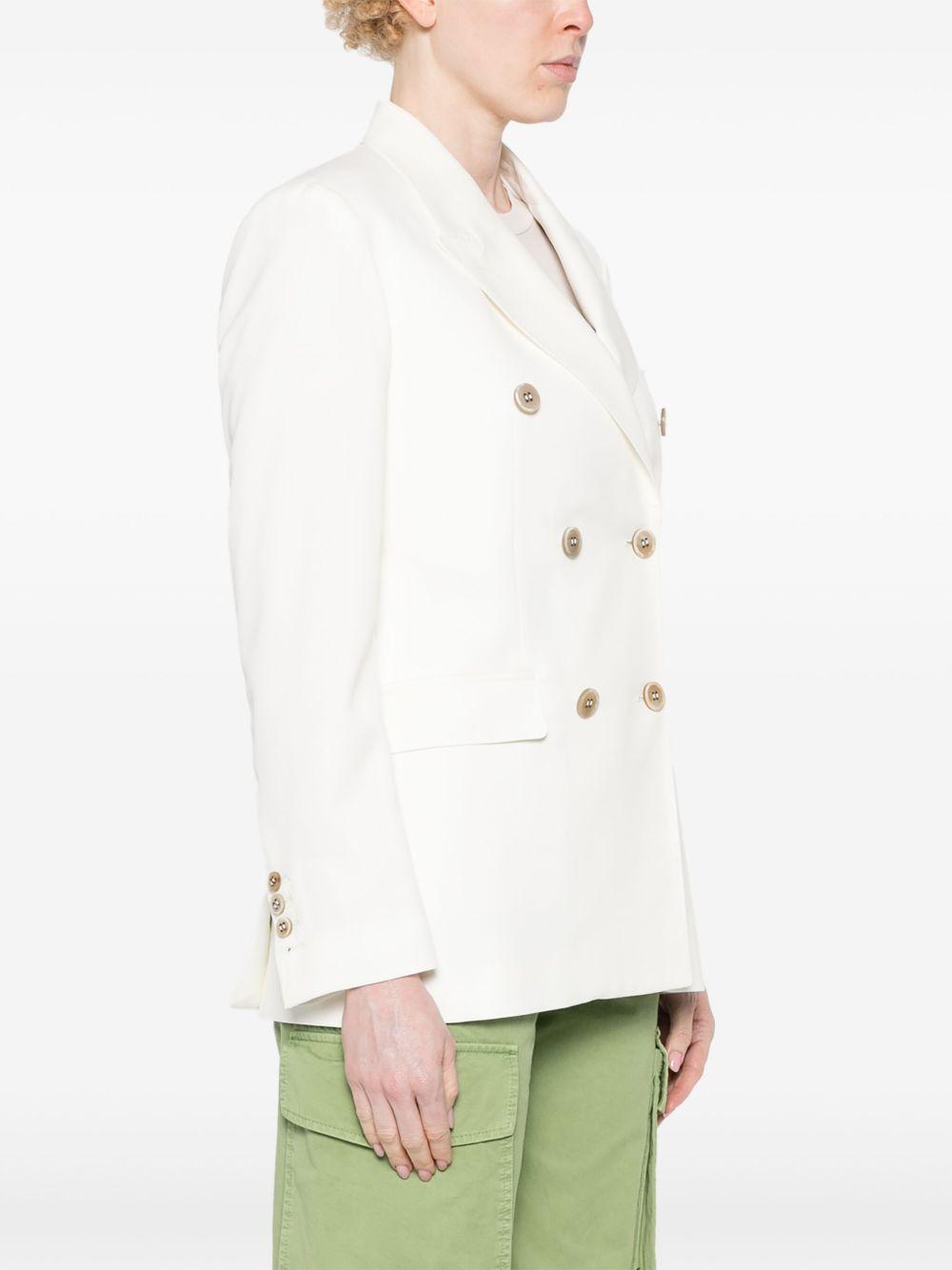 GOLDEN GOOSE Blazer doppio petto bianco con tasche