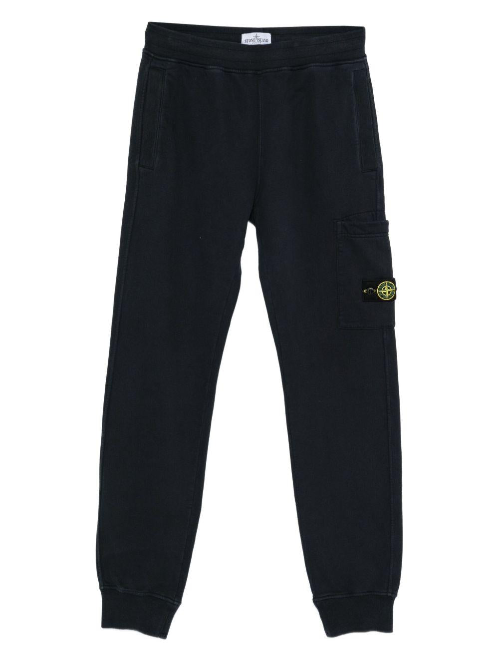 STONE ISLAND Pantaloni sportivi blu navy con logo