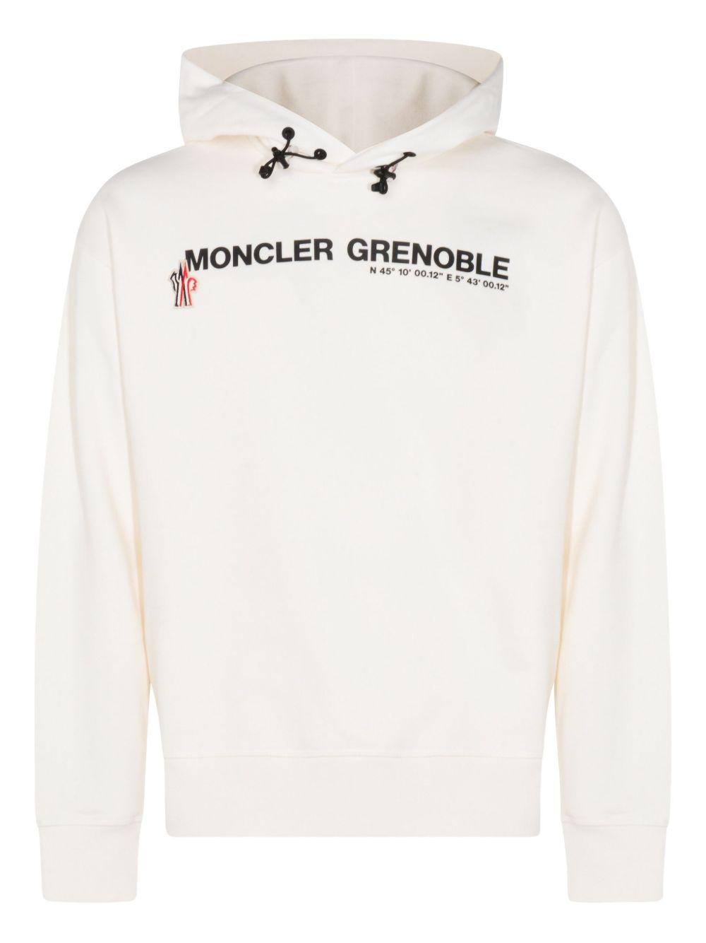 MONCLER GRENOBLE Felpa con cappuccio bianca con logo