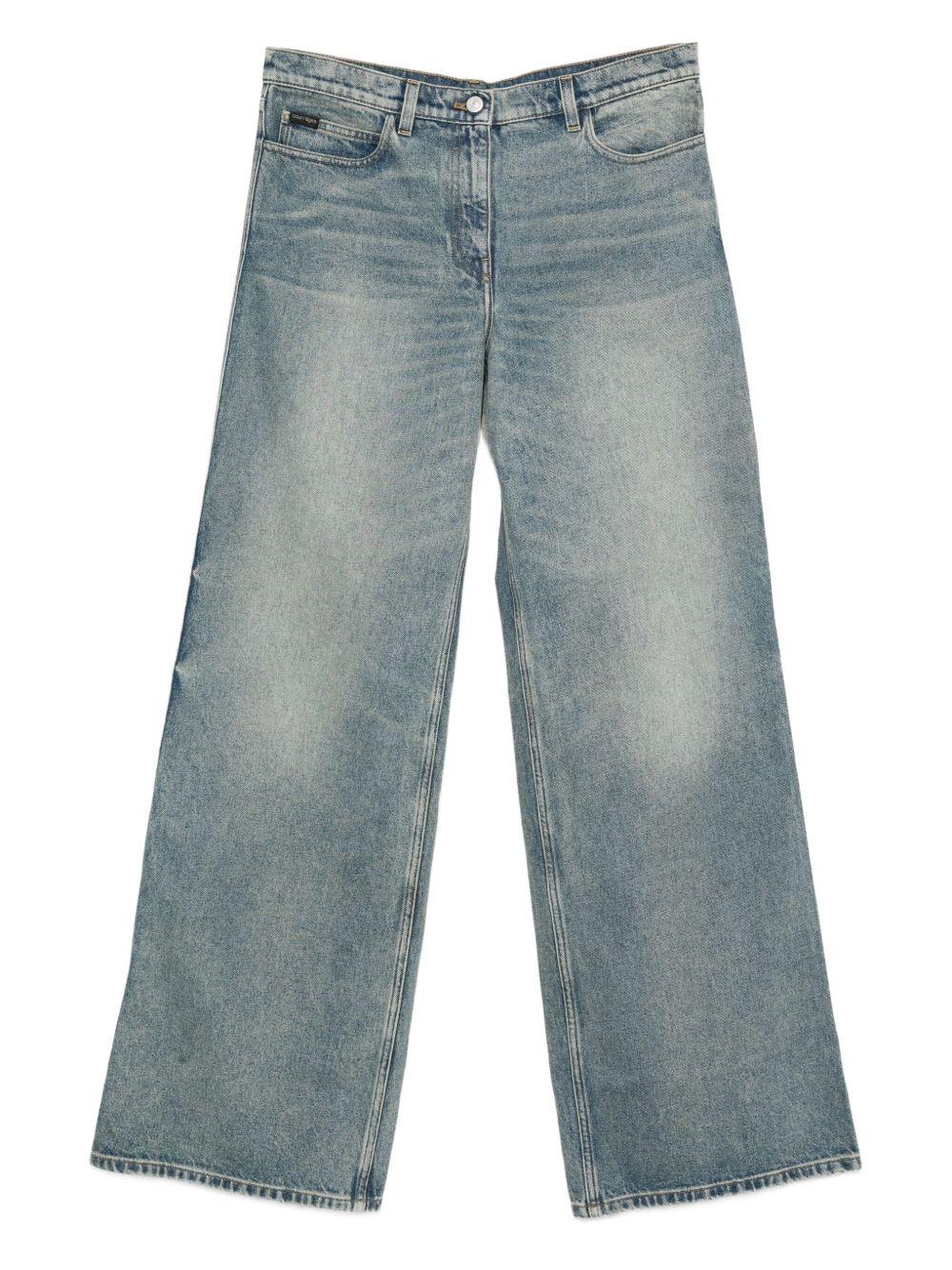 COURREGES Jeans blu con effetto washed sulla gamba
