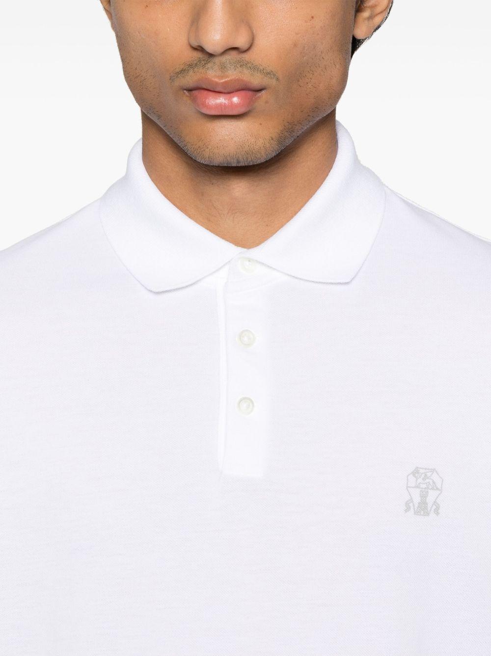 BRUNELLO CUCINELLI Polo in cotone bianco con logo
