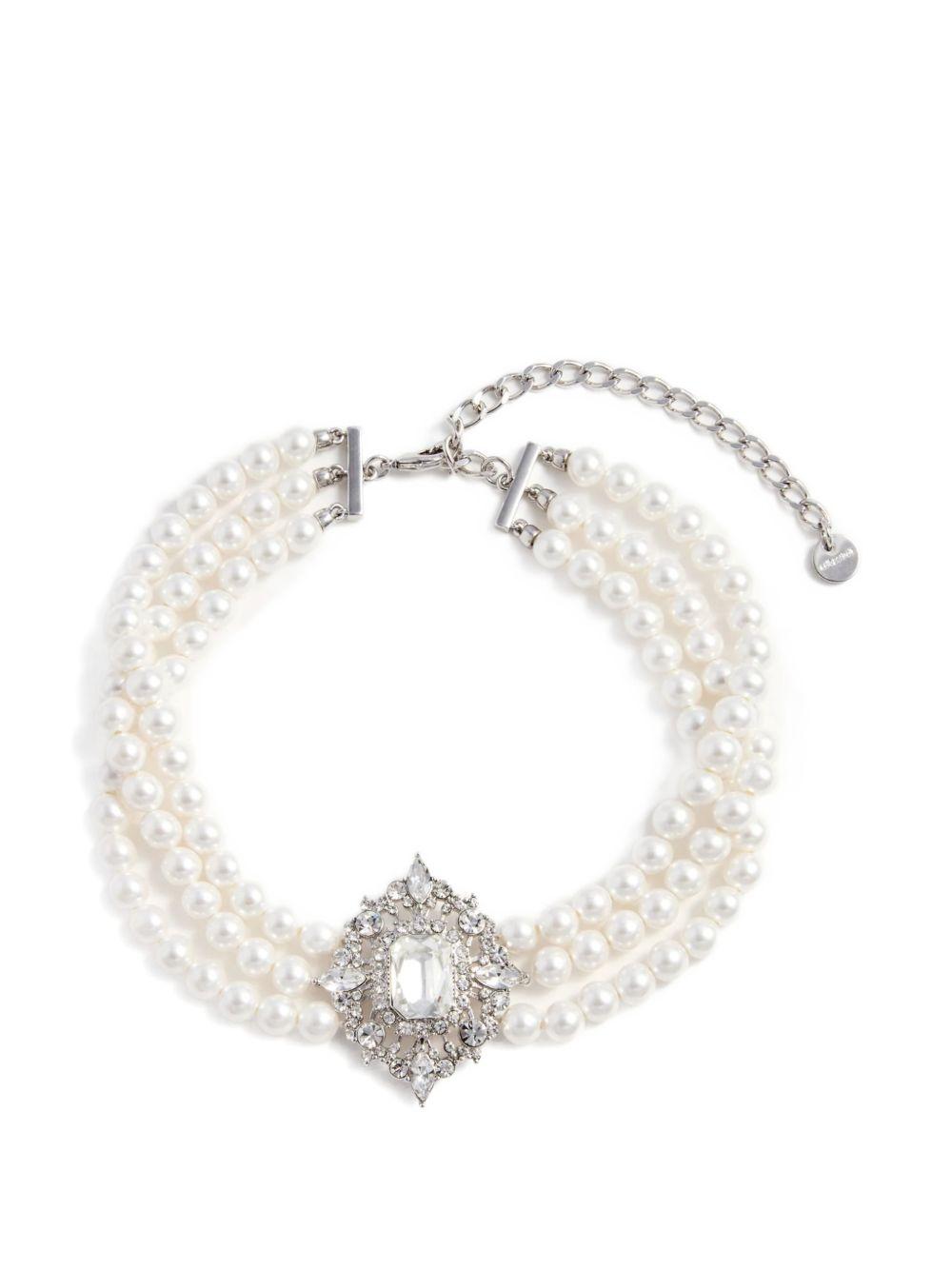 SELF PORTRAIT Girocollo di perle con dettaglio con strass centrale