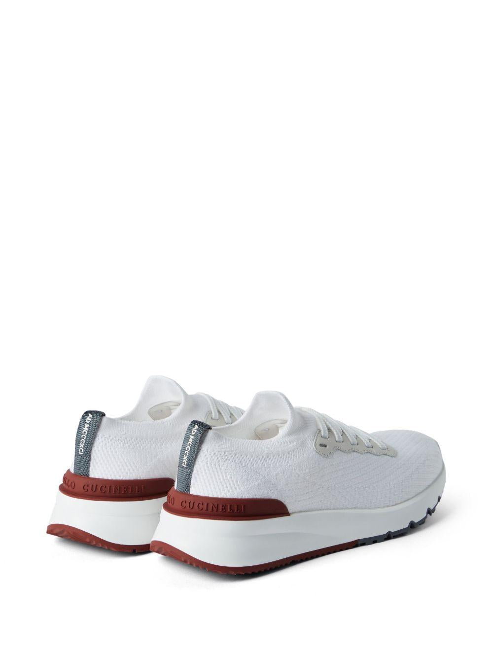 BRUNELLO CUCINELLI Sneakers in maglia chiné bianca