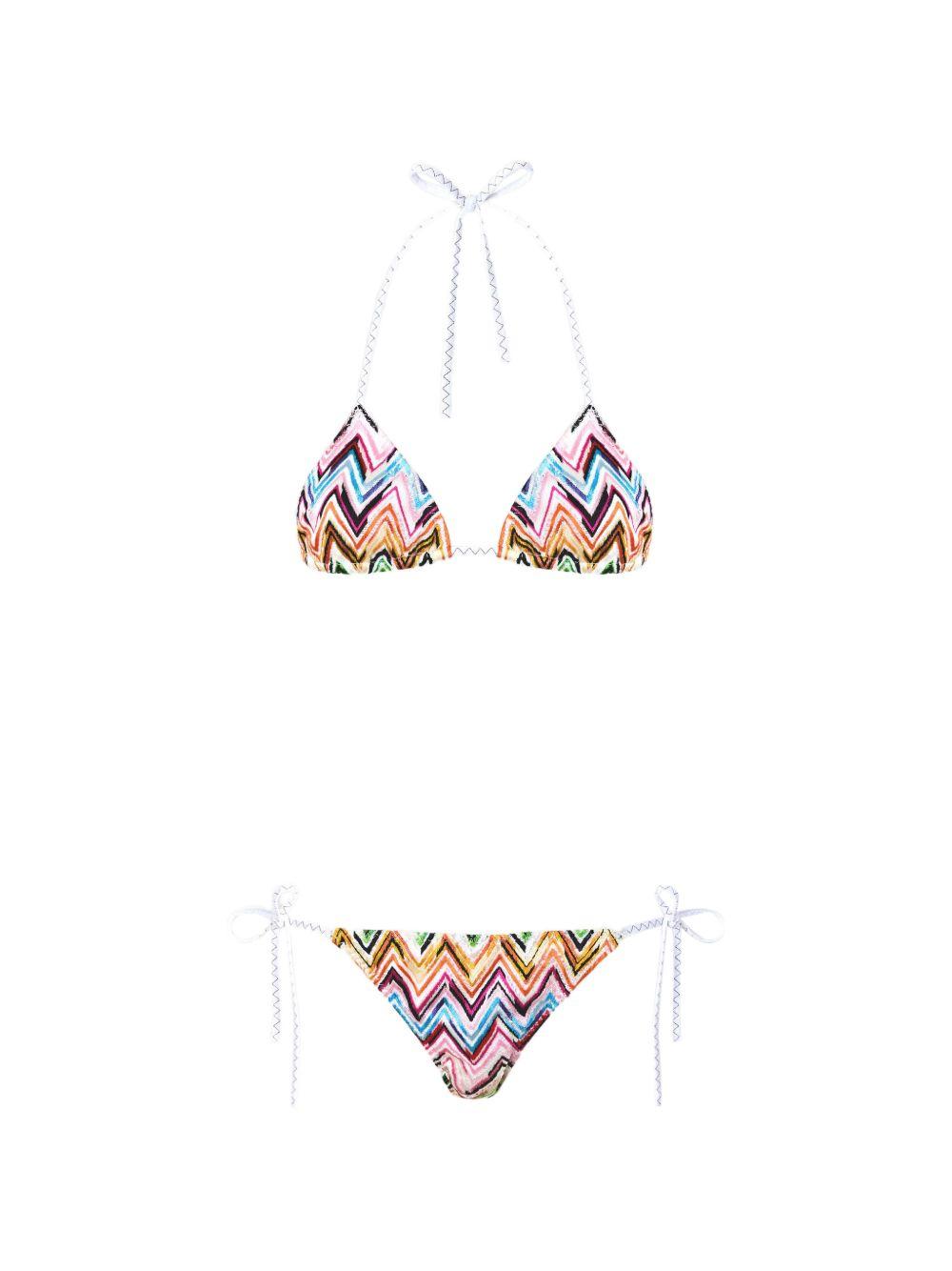 MISSONI Bikini rosa/multicolore con motivo a zigzag