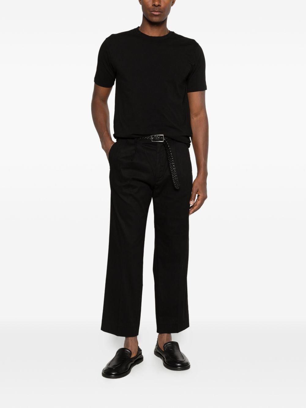 DANIELE FIESOLI T-shirt in cotone elasticizzato nero con girocollo e maniche corte