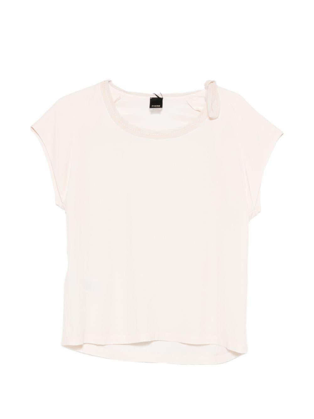 PINKO Maglietta rosa con fiocco laterale sul collo