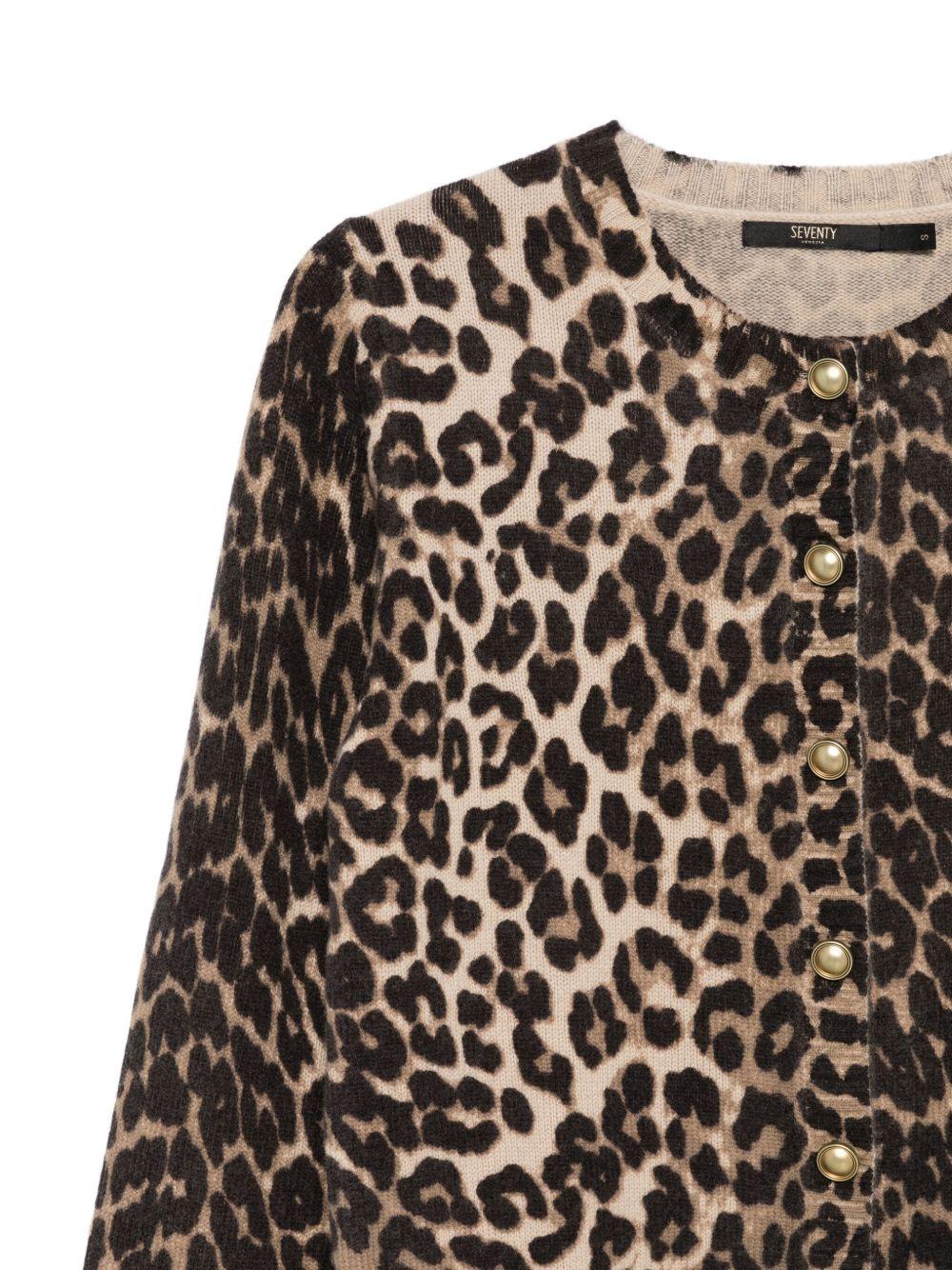 SEVENTY Cardigan con stampa leopardata in lana