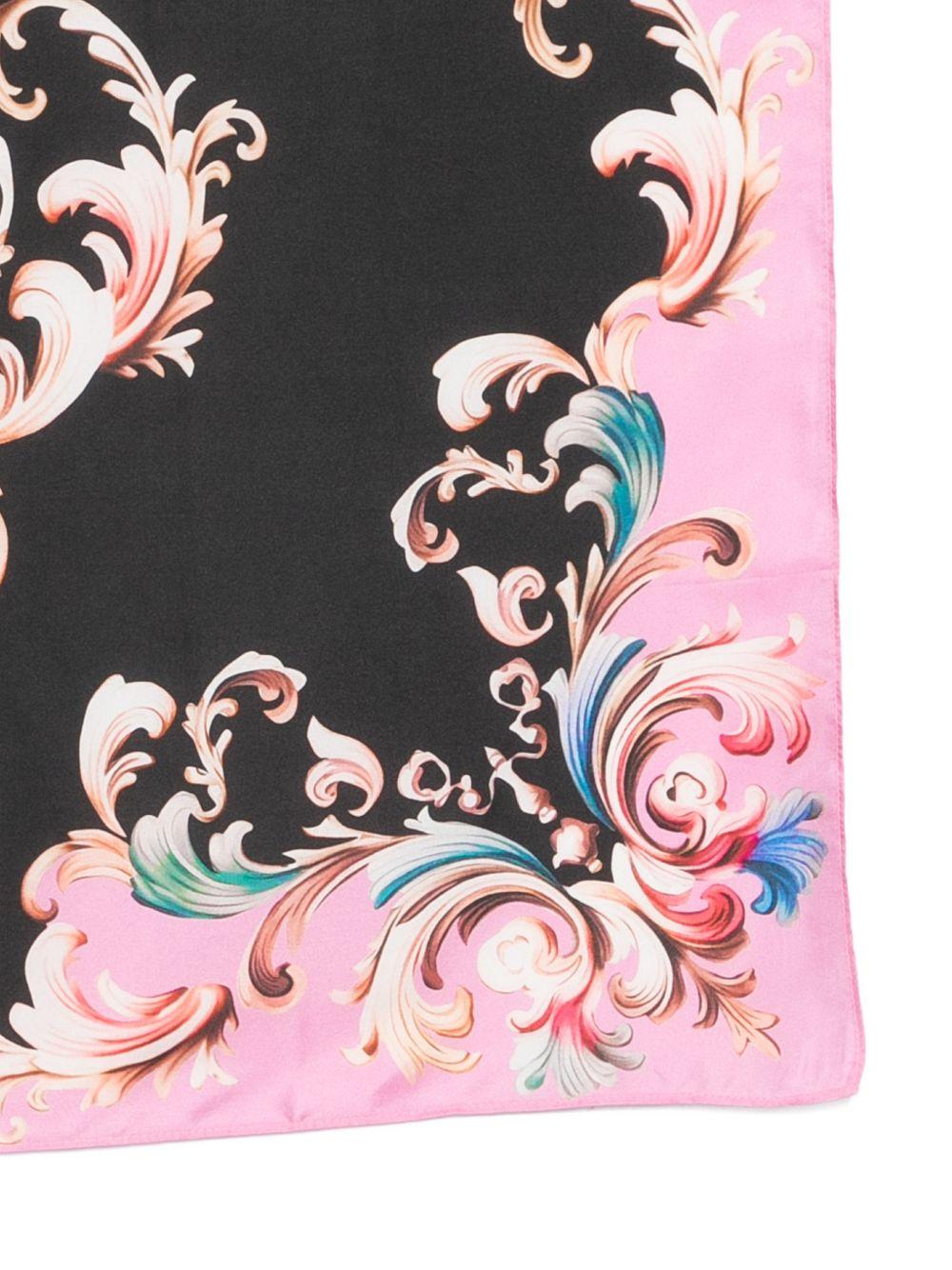 VERSACE JEANS COUTURE Foulard in seta con stampa nera e rosa