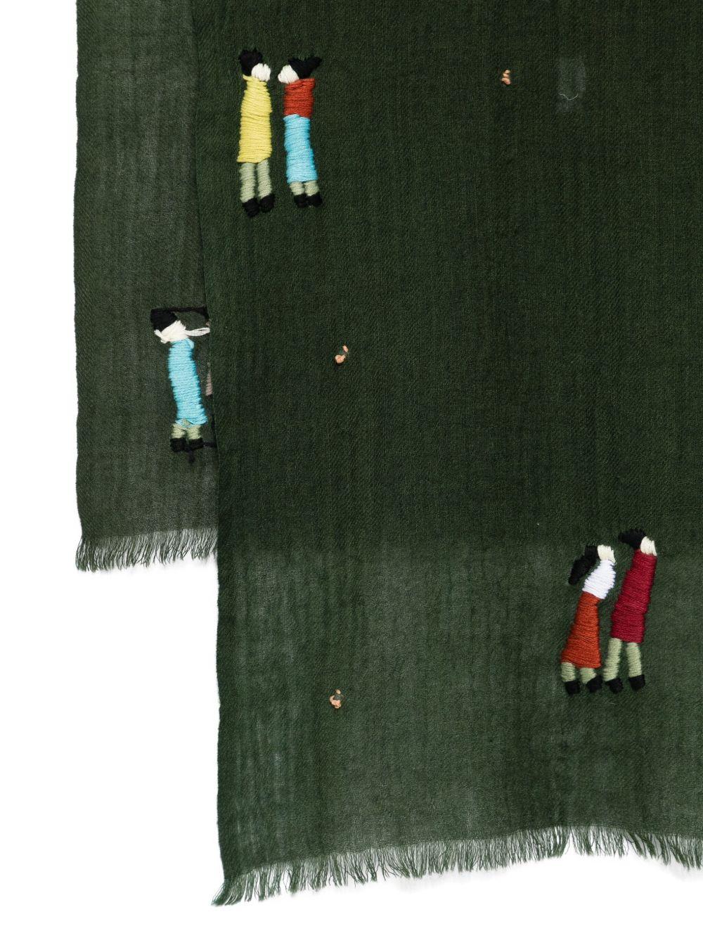 SGOMBERO CANTINE Sciarpa Pegaso ricamata verde