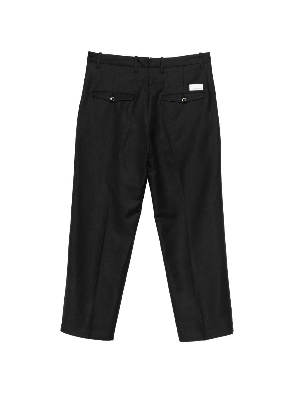 NINE IN THE MORNING Pantaloni in lana misto lino neri