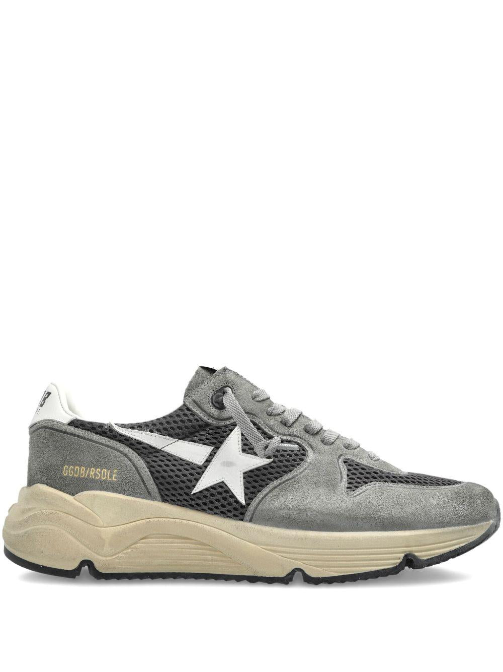 GOLDEN GOOSE Sneakers 'Running Sole' con tomaia in suede verde e mesh grigio